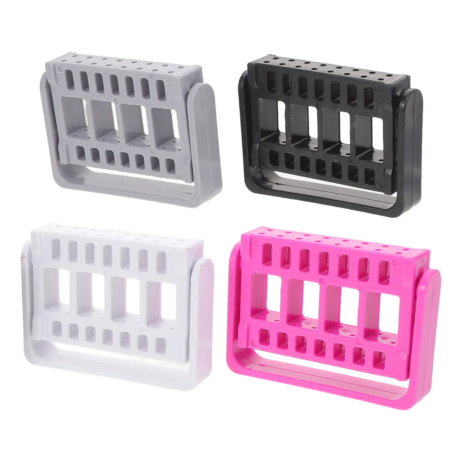 4Pcs Nail Drill Bits Storage Organizer Nail Grinding Bit Holder Stand 16 Holes Manicure Tool Display Case for Salon Home