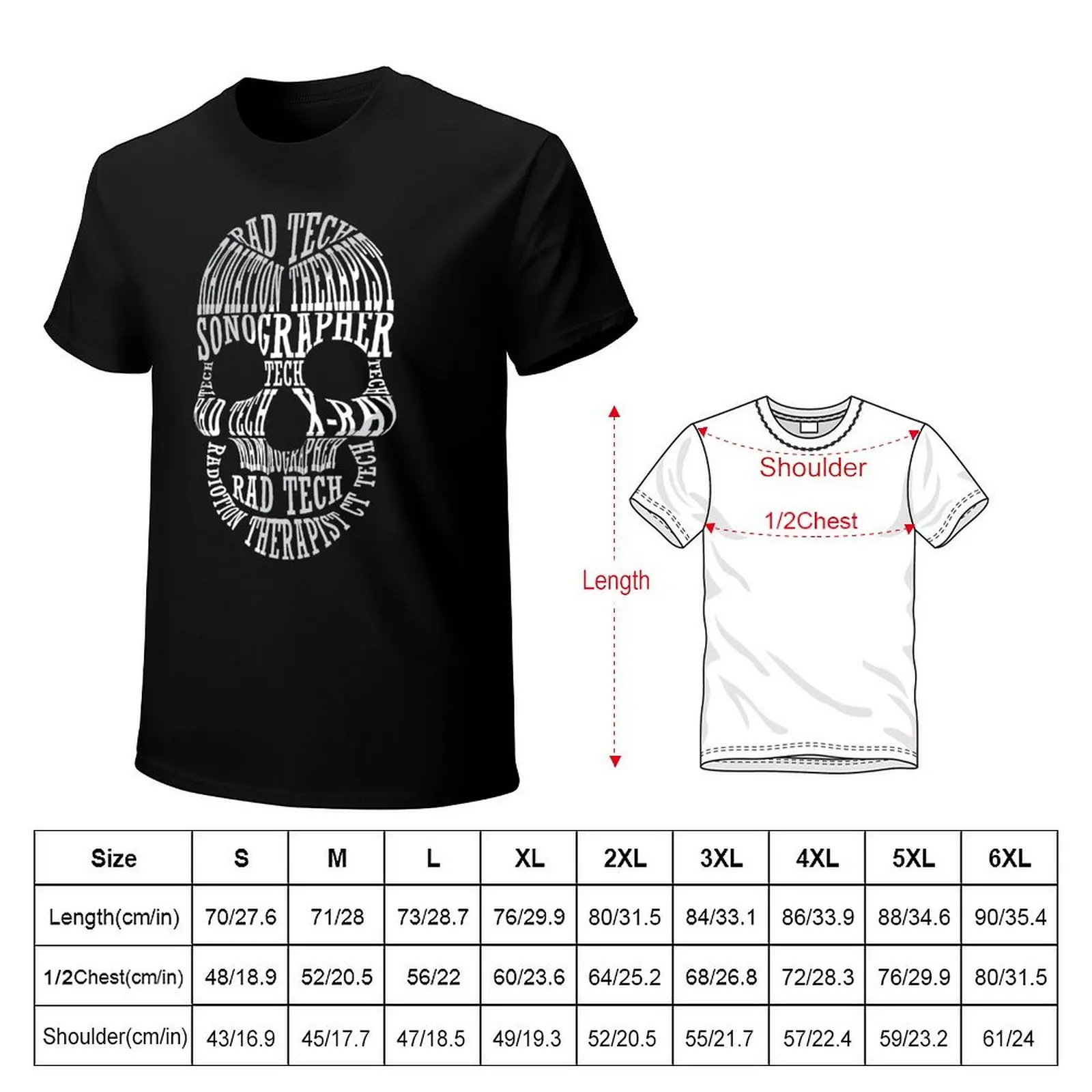 Radiology Tech Rad Tech Skull Technologist Xray T-Shirt Casual Trendy Short Sleeve T-Shirt