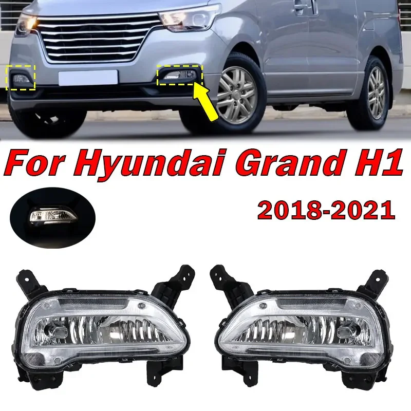 Car Accessories Fog Lamp Siganl For Hyundai Grand H1 2018 2019 2020 2021 Front Bumper Daytime Running Light Foglight Assembly