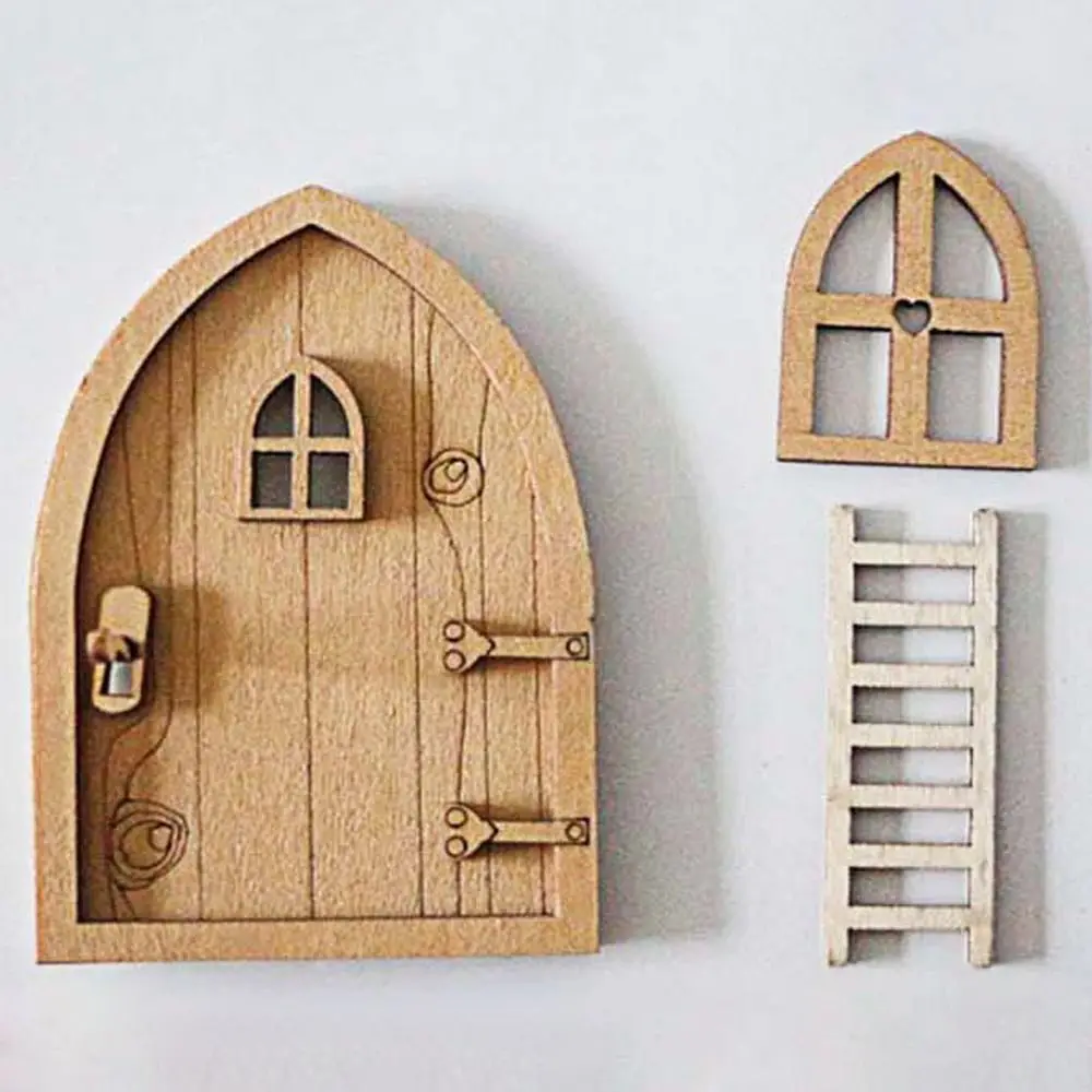 أبواب خشبية صغيرة بيت الدمية نموذج المنزل الحلي لطيف لتقوم بها بنفسك أبواب النوافذ اكسسوارات الأثاث اللعب 1/12 دمية
