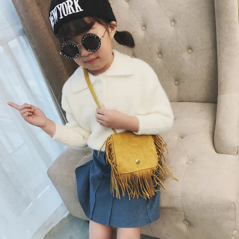 2022 new children\'s bag fashion tassel shoulder bag Korean mini cross-body bag fashion boys and girls baby purse