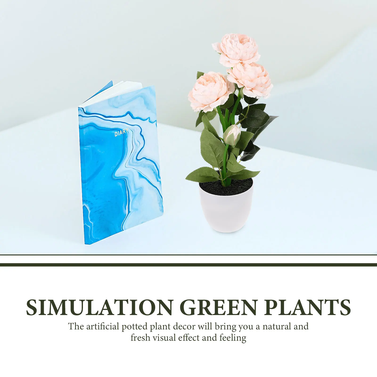 

Potted Peony Plants Fake Flower in Decorations Desktop Artificial Bonsai Ornament Office