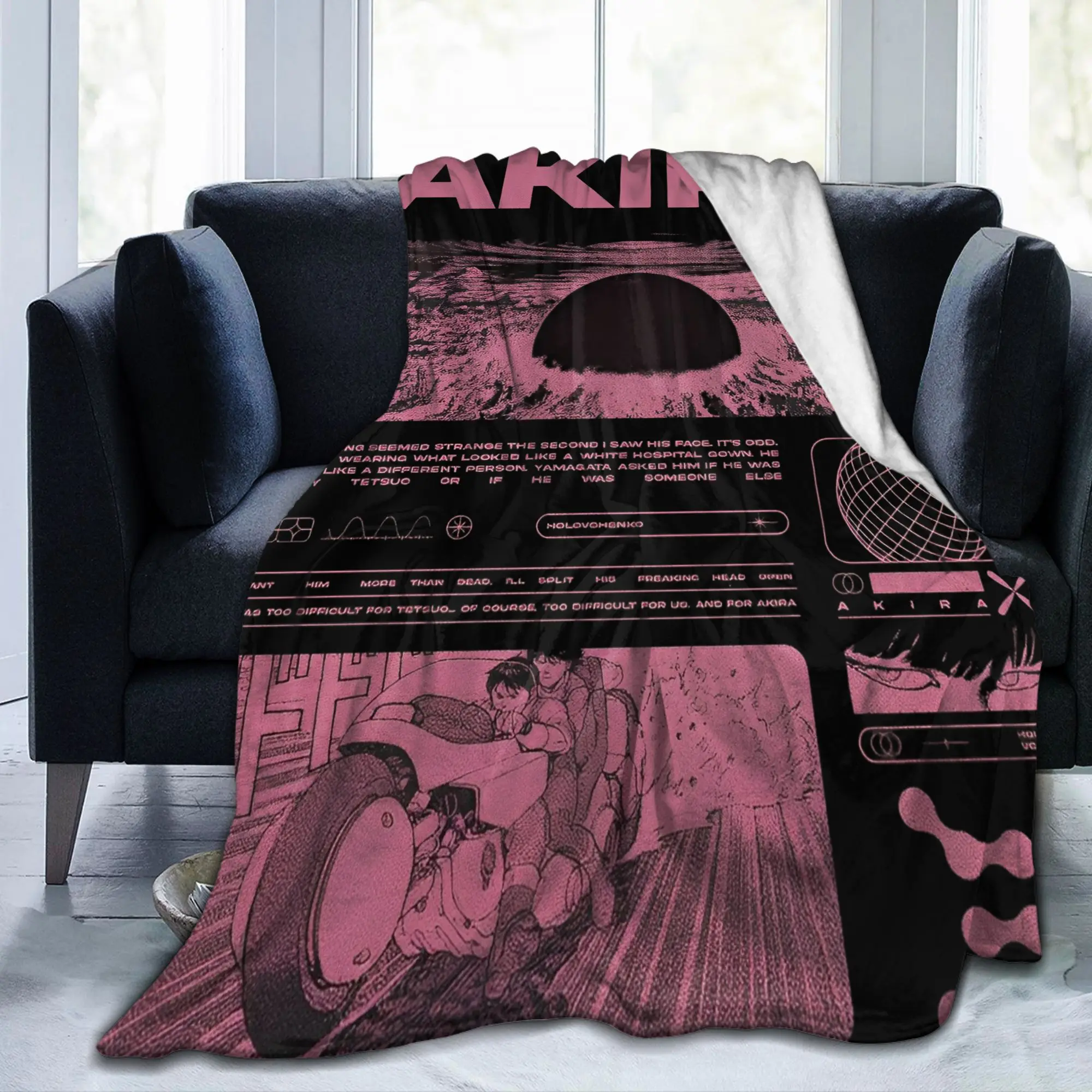 Akira Japanese Anime Flannel Throw Blanket Manga Tokyo Cartoon for Couch Knitted Blanket Travel Warm Multifunction