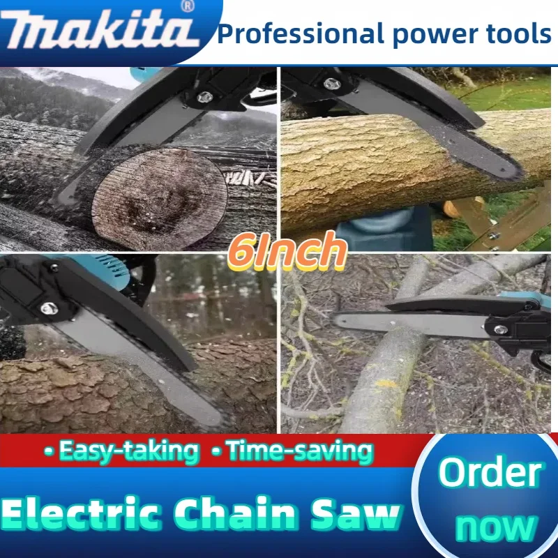 ماكيتا سلسلة المنشار 6 بوصة ل 18 فولت بطارية منشار كهربائي يده المحمولة قطع الأشجار الخشبية بالمنشار حديقة تشذيب الخشب أداة السلطة