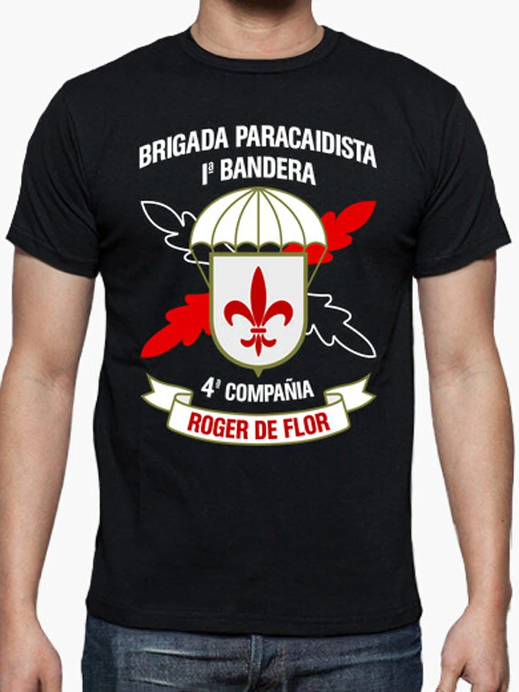 Roger De Flor. Camiseta Brigada Paracaidista 1ª Bandera Español. 100% Algodón, De Alta Calidad, De Gran Tamaño, Casual