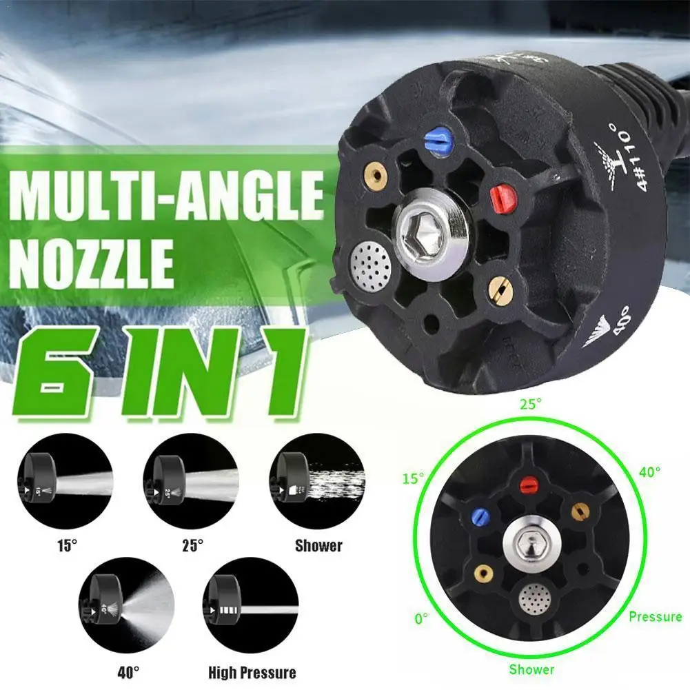 

Мойка высокого давления 6-в-1, разные углы распыления, быстрое соединение 1/4 для очистителя высокого давления автомобиля Acce E9q9