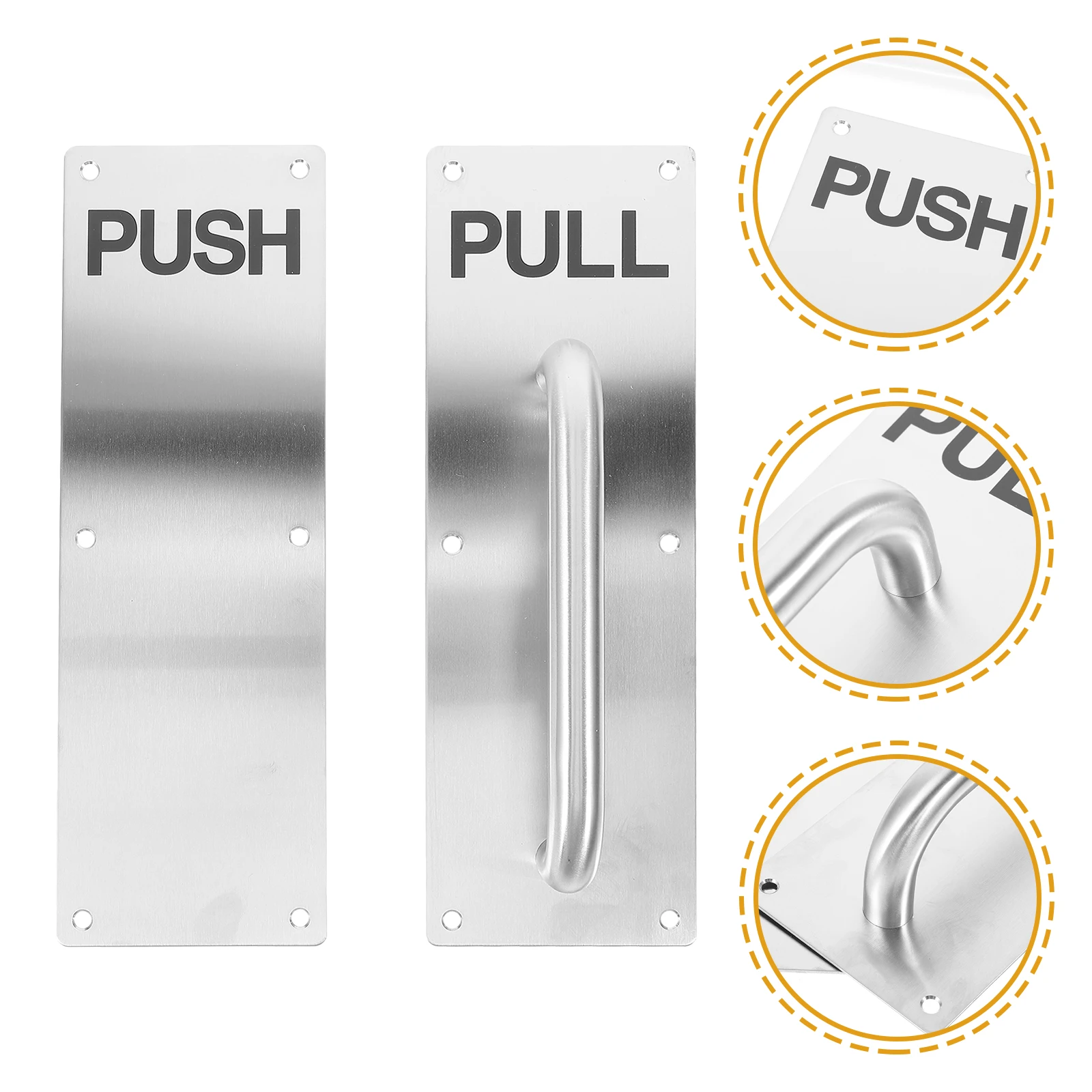 

Stainless Steel Door Push Pull Commercial Grade Durable Metal Plate Fireproof Door Handle For Interior Exterior Use Residential
