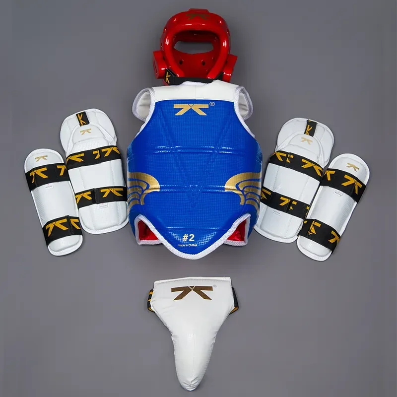 

5 шт., комплект защиты для тхэквондо, шлем, защита для груди, голени, руки, детский головной убор для каратэ, ММА, ударное тело, шлемы, снаряжение
