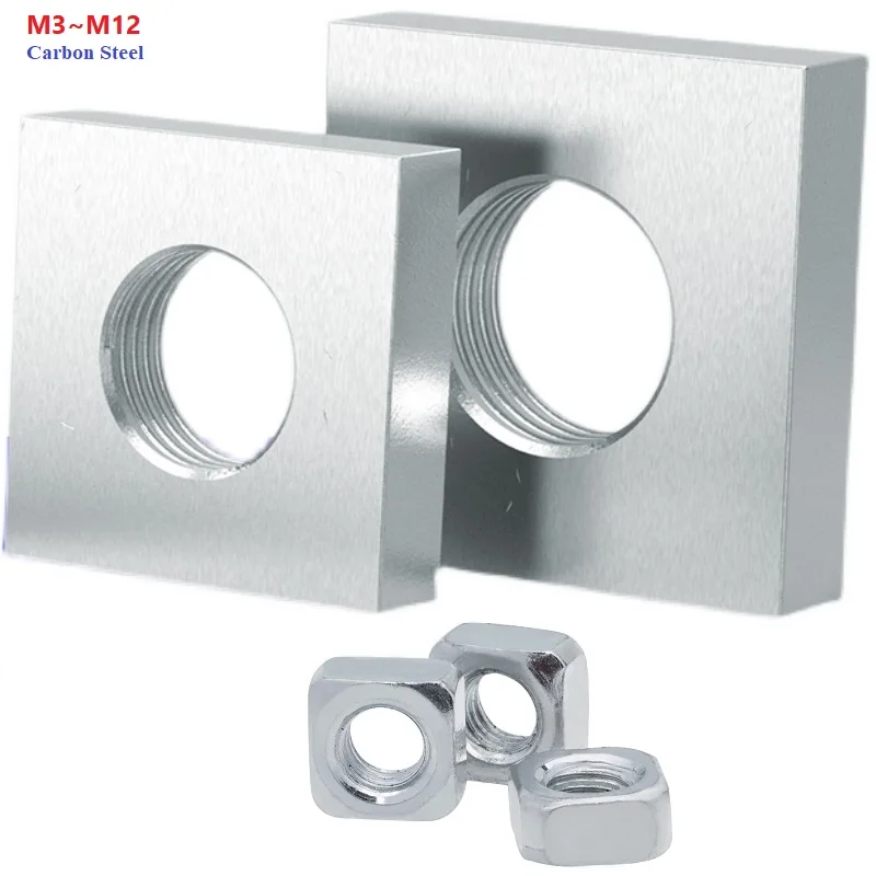 

M3 M3.5 M4 M6 M8 M10 M12 Square Nut Carbon Steel Galvanized Zinc Plated Thin Quadrangle Block Compatible With Prusa DIN562