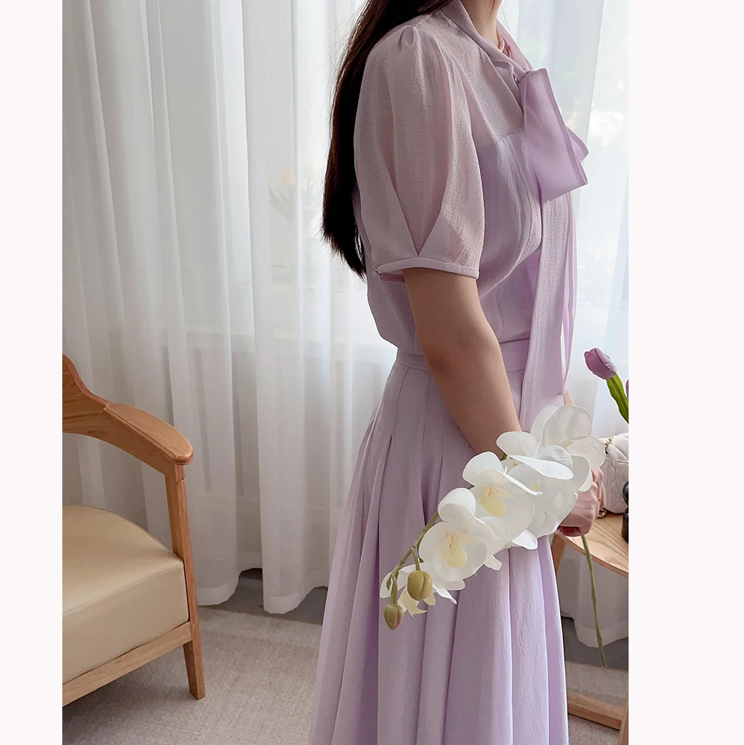 Ele Gentle High-End Zomer irt met Sa A-lijn Plooirok Set Dames Faion Ensemble ort Sve round Ne