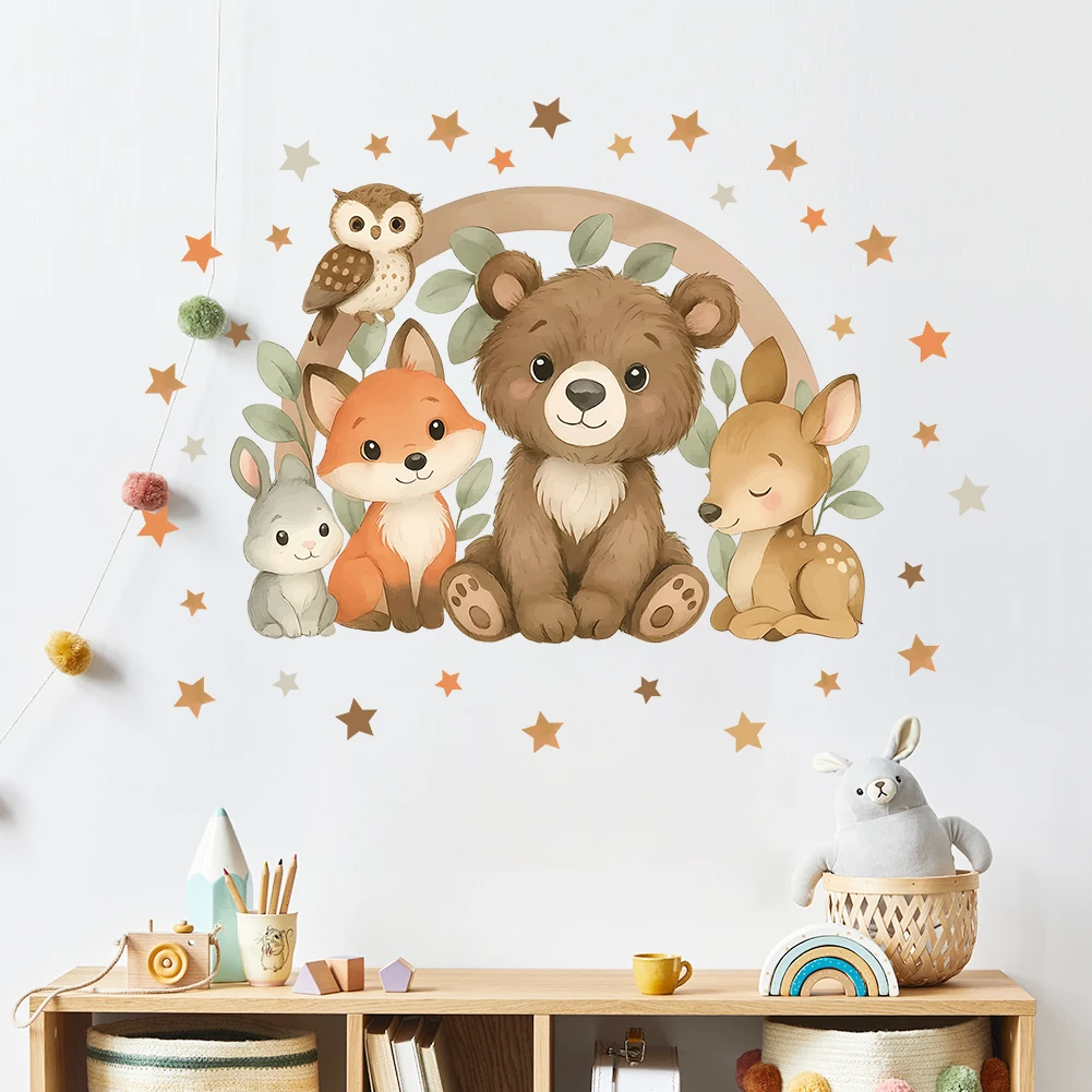 Forest Animal Wall Stickers For Children's Rooms Children's Wall Stickers For Boys Daycare Room   Decorations Cartoon Animal