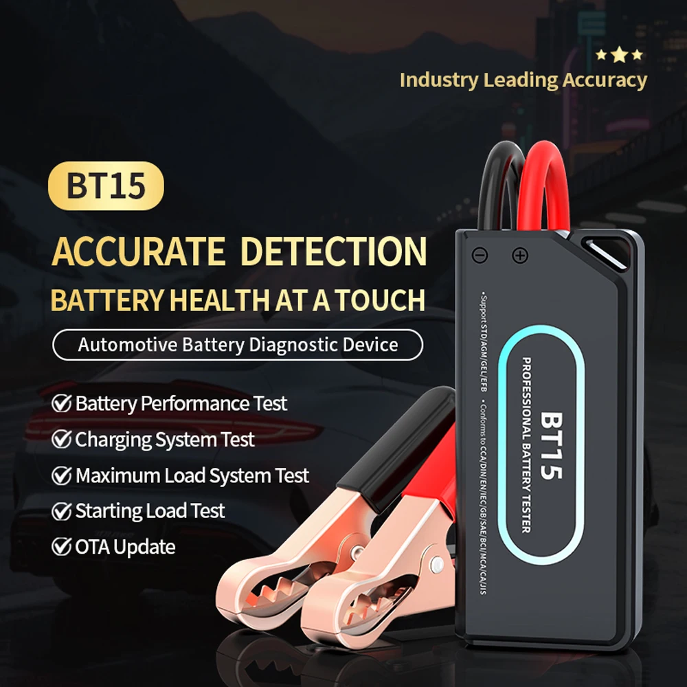 

12V/24V Smart Battery Tester Portable Intelligent Automotive Quick Load Plug Cranking Check Diagnostic Scan Tool Car Repair Tool