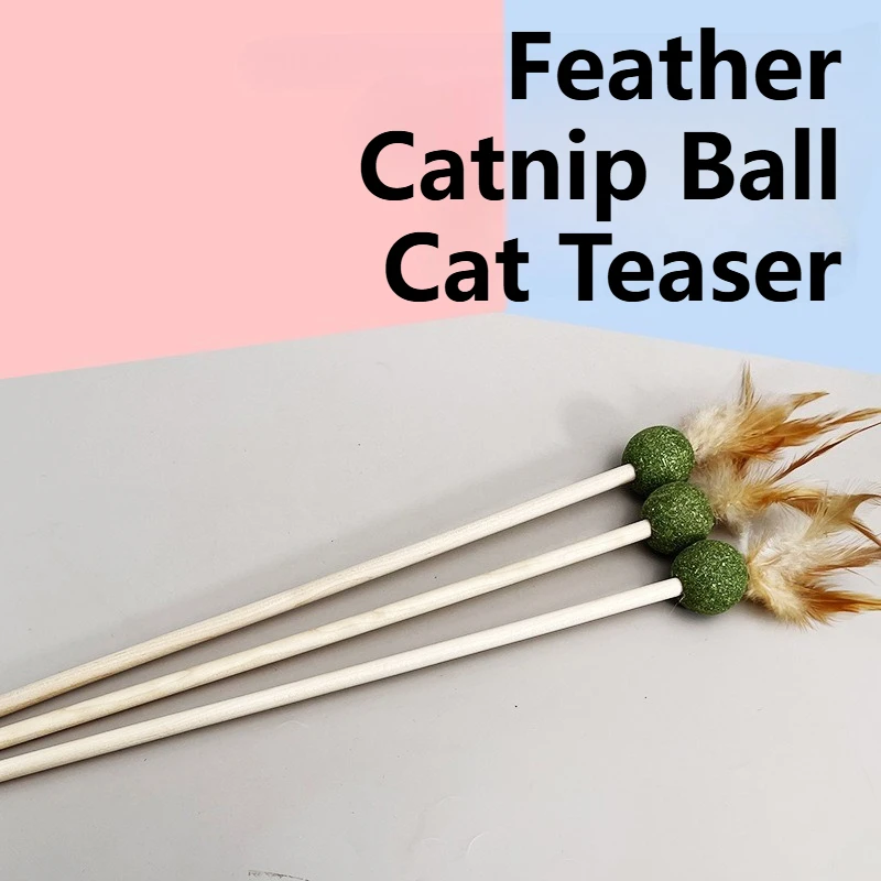 Katzenminze-Ball mit Feder, Katzen-Pägstab-Spielzeug für Hauskatzen, Feder-Kätzchenspielzeug für Katzen, fördert aktives Spiel und Wellness