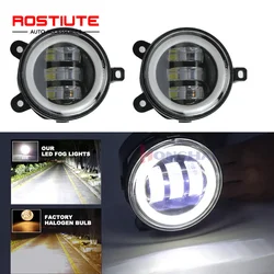 3.5 Inch LED Fog Lights with Angel Eyes 30W 6000LM Round Car Front Foglight for Offroad 4X4 12V Replacement Driving Fog Lamp