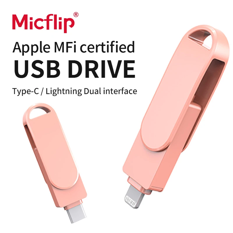 Micflip 512GB Type-C-L Double mouth Ultra Flair USB 2.0 Flash Drive for ios Android - SDCZ73-512G-64G pink