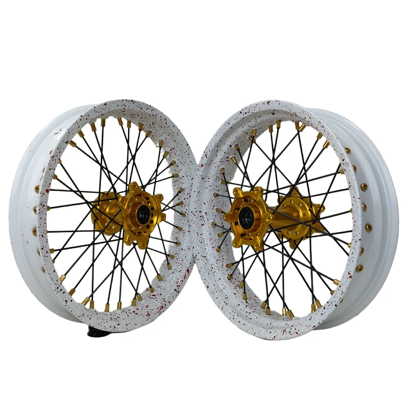 

Splatter Paint Anodized Ultra Bee Supermoto Wheels Front 17*3.5 Aluminum Alloy Rear 17*4.25