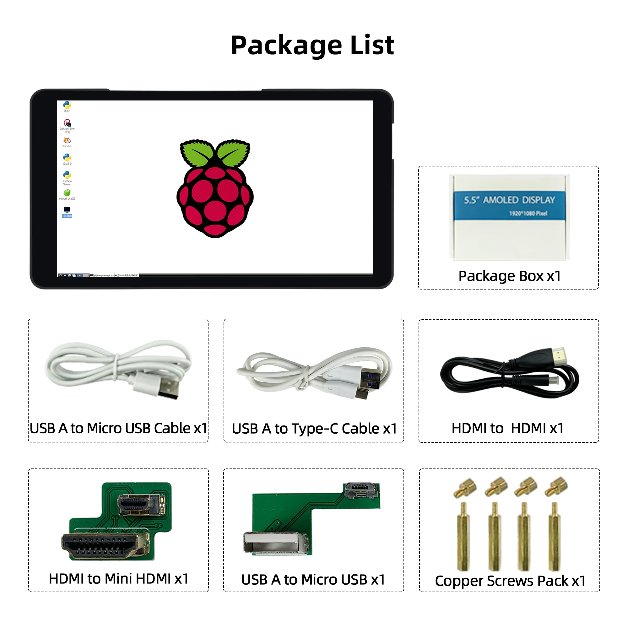 Imagem -06 - Wisecoco 5.5 Polegada 1920x1080 Ips Display Painel de Toque Capacitivo Aida64 Módulo Lcd Tft para Raspberry pi 3b Mais 4b Linux Android