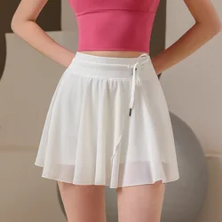 Summer Quick Drying Permeability Tulle Pleated Tennis Skirts Outdoor Workout Sportswear Fashions Light Short Skirt with Liner