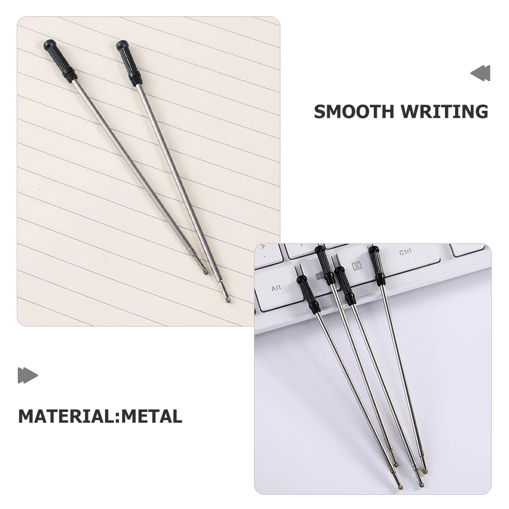50pcs Ballpoint Pen Refills Black Ink Metal Tip Smooth Writing Replacement For Office School Home Use Compatible With Click