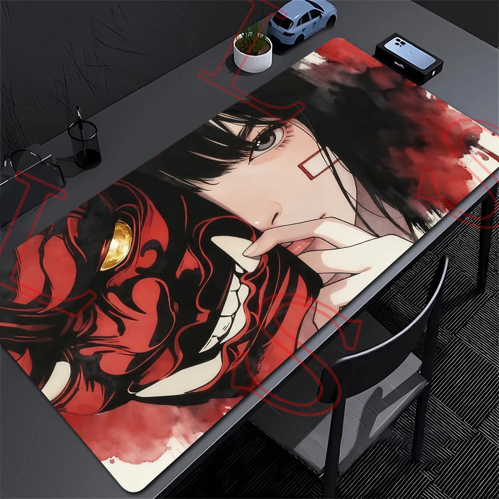 Anime Girls Samurai Oni Mask Mouse pad Large Computer Gaming Accessories 400x900mm Gamer Professional Premium Mousepad Desk Mats