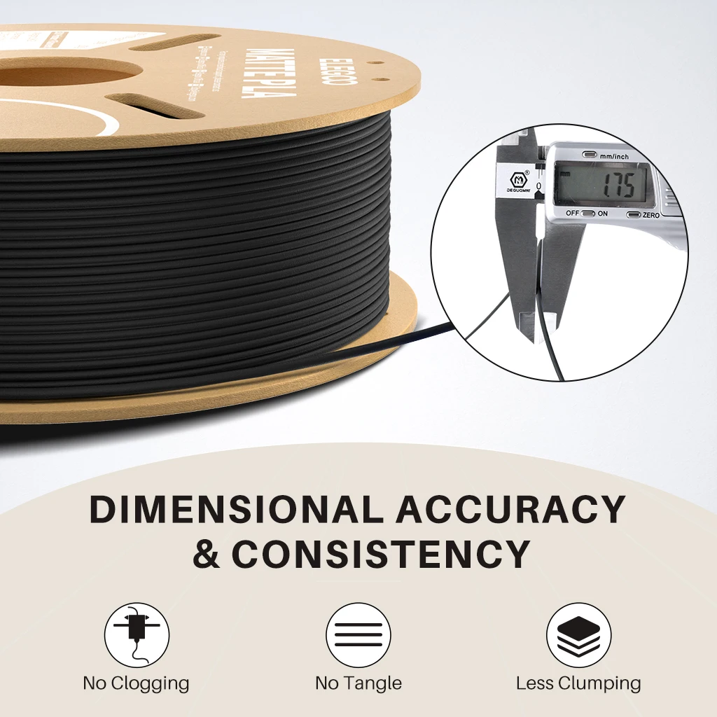 ELEGOO Filamento PLA fosco de 1KG 1,75 mm, precisão dimensional do filamento da impressora 3D FDM +/- 0,02 mm, carretel de papelão de 1 kg