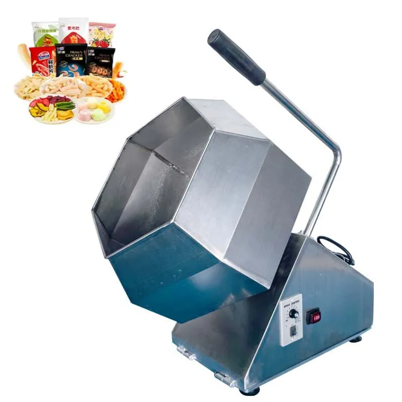 Achthoekige Trommel Pinda Gepofte Maïs Chips Smaakstof Coating Machine Snack Voedsel Aardappel Kruiden Mengmachine