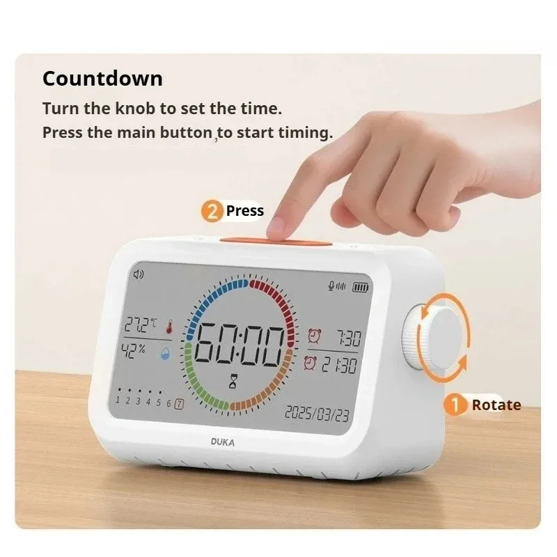DUKA ATuMan Multifunction Digital Clock Indoor Thermometer Hygrometer Alarm Temperature Humidity Monitor with 5.2-inch Screen