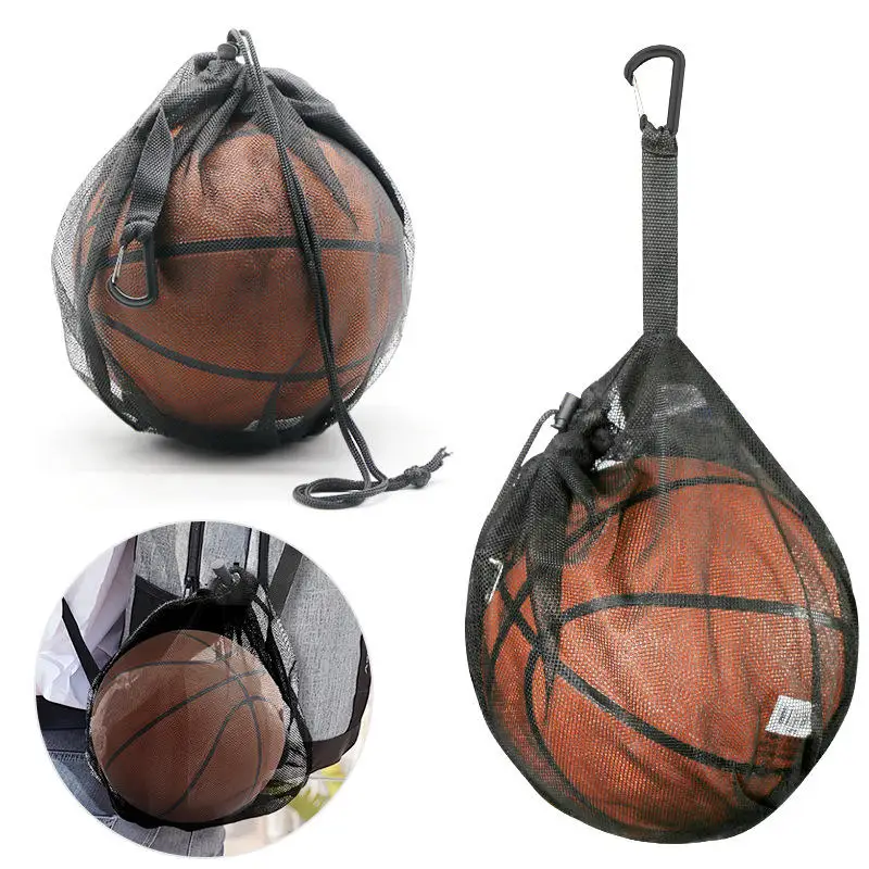 Bolso de hombro de malla ajustable, mochila portátil para almacenamiento de fútbol, ​​baloncesto, voleibol, bolsas de almacenamiento multifuncionales para exteriores