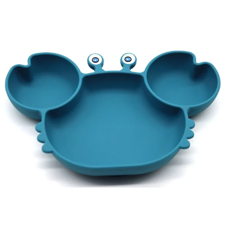 Baby Dishes Silicone Suction Plate Crab Children Feeding Plate Non-Slip Training Tableware Baby Food Feeding Bowl For Kids