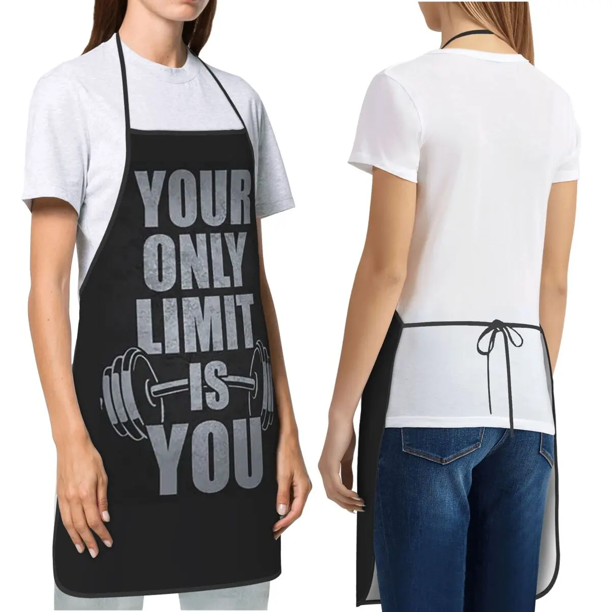 Gym Sport Bodybuilding Workout Motivational Quote Aprons Chef Cooking Baking Tablier Bib Kitchen Cleaning Pinafore for Women Men