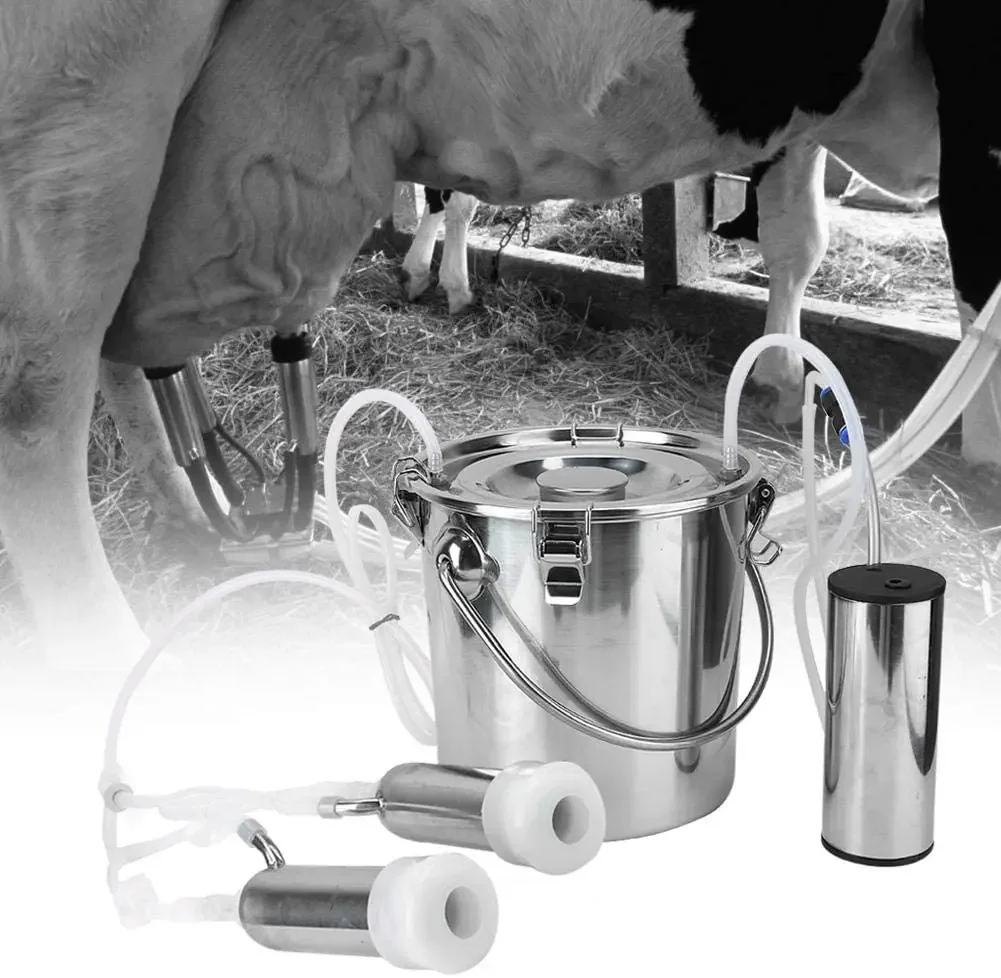 Electric Milking Machine Kit5L Portable Household Double Head Electric Milking Machine with Vacuum-Pulse Pump for Sheep Goat Cow