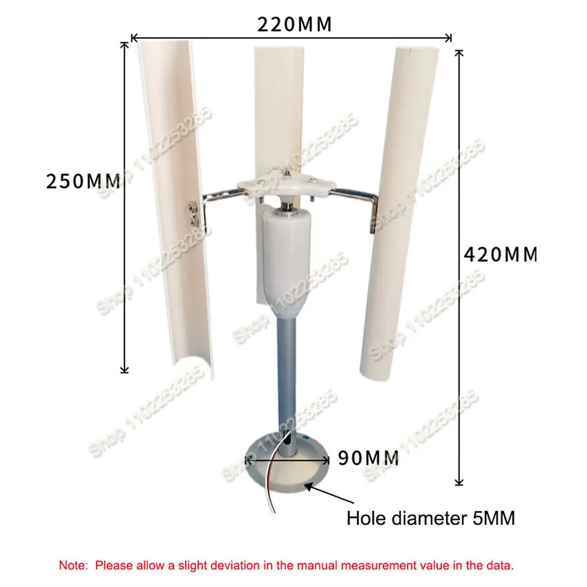 

Turbine Permanent Magnet Wind Model Three-phase Windmill Toy Night Light Making DIY Display Vertical Axis 20W 12V