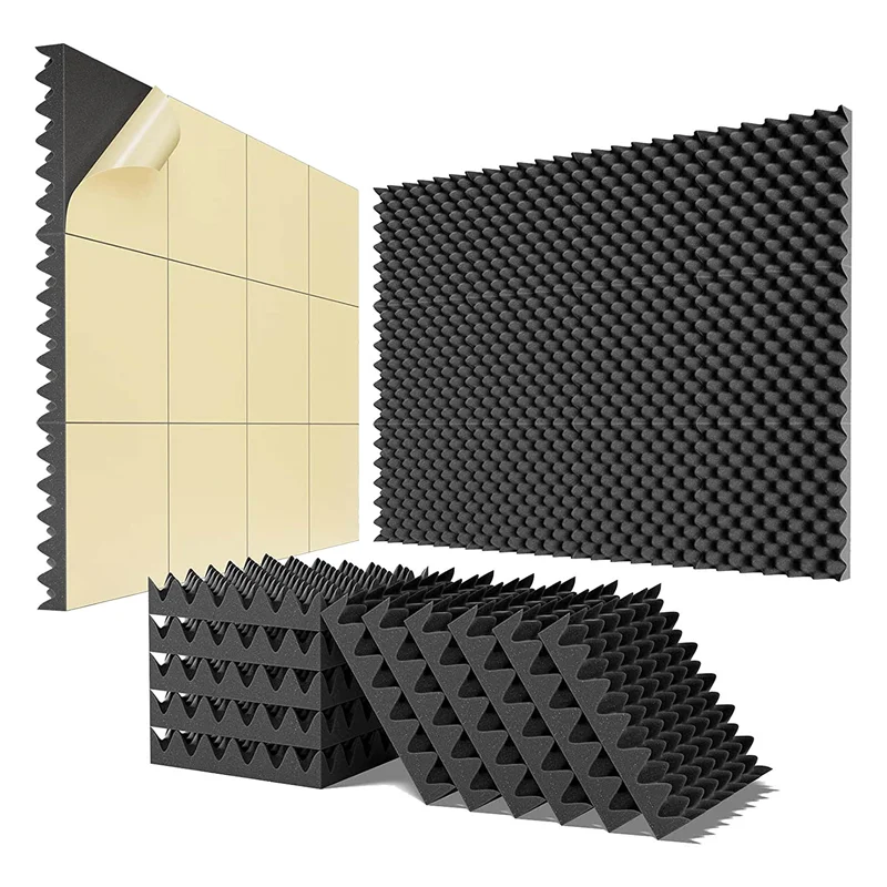 

ABMV-12 Piece Self-Adhesive Sound Proof Foam Panels 2X12x12inch For Home & Pro Studios