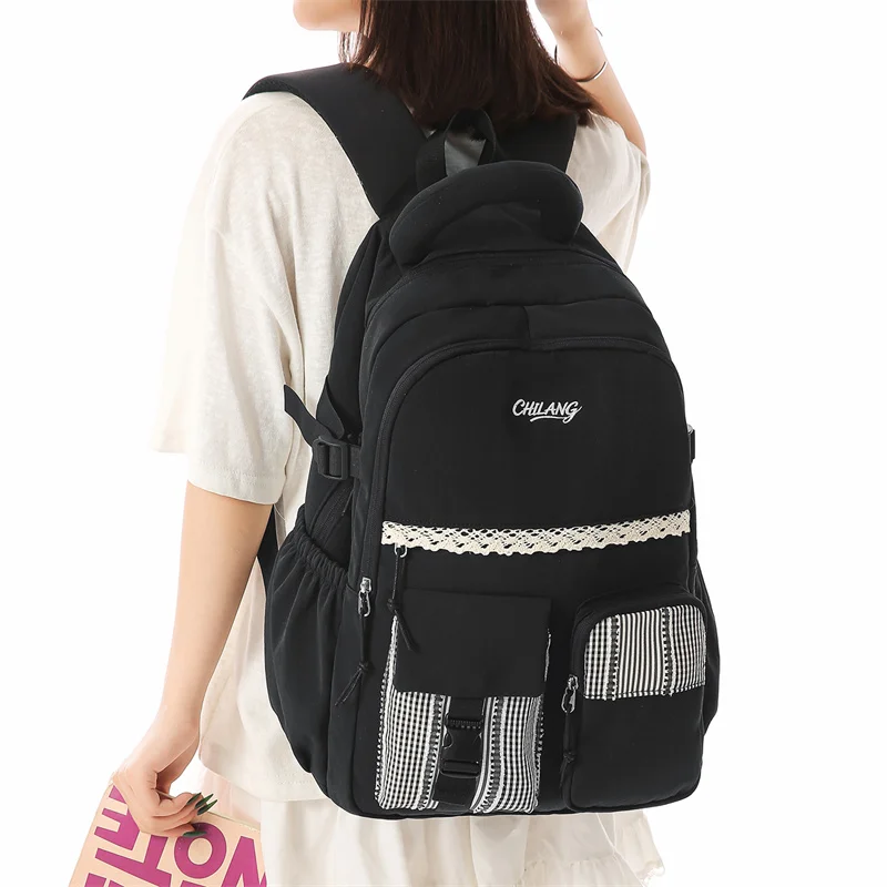 fashion-waterproof-nylon-backpack-ldy-large-capacity-school-bag-with-double-zipper-side-pocket-ladies-casual-travel-daypack-new