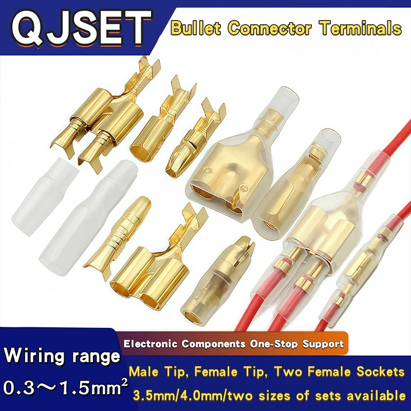 50 Set 3.5mm 4mm Bullet Crimp Terminals Automotive Wire Connector Terminals Male and Female Docking Terminals Wire Connector Set