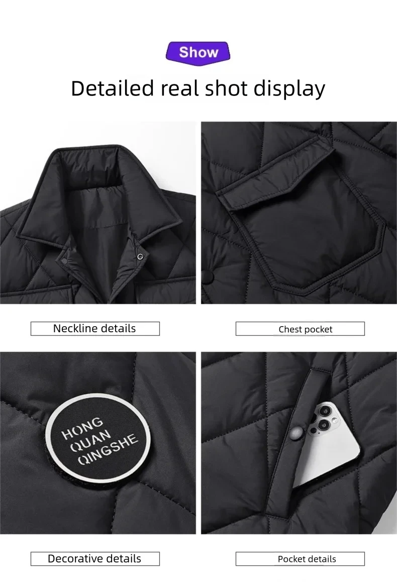 Classic Men's Checkered Cotton Jacket Vintage Waterproof Casual Coat with Cargo Pockets Male Outerwear