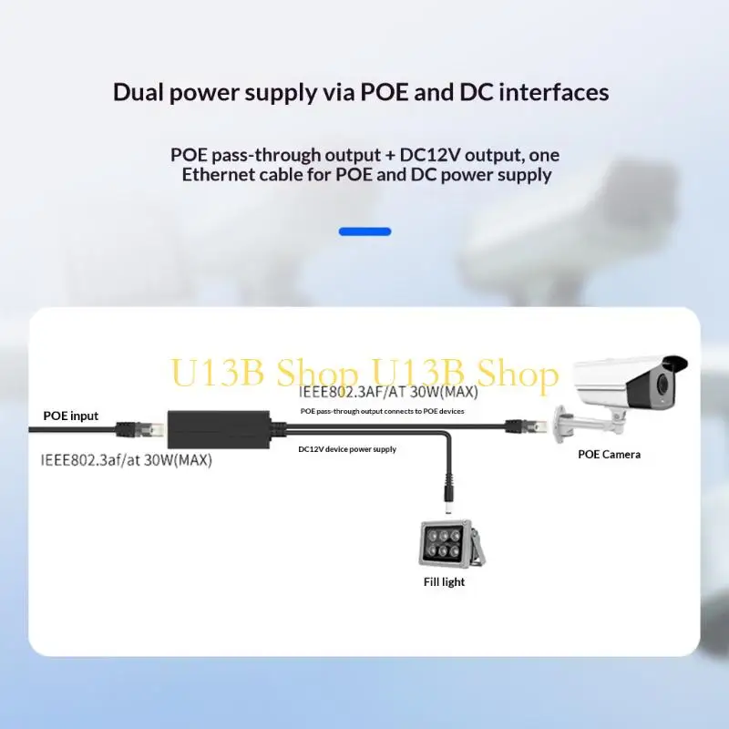 U13B POE Splitter Converters for 48V to 12V Transformation DC5521 Output Efficiency Power Transfer Easy Operation Standards