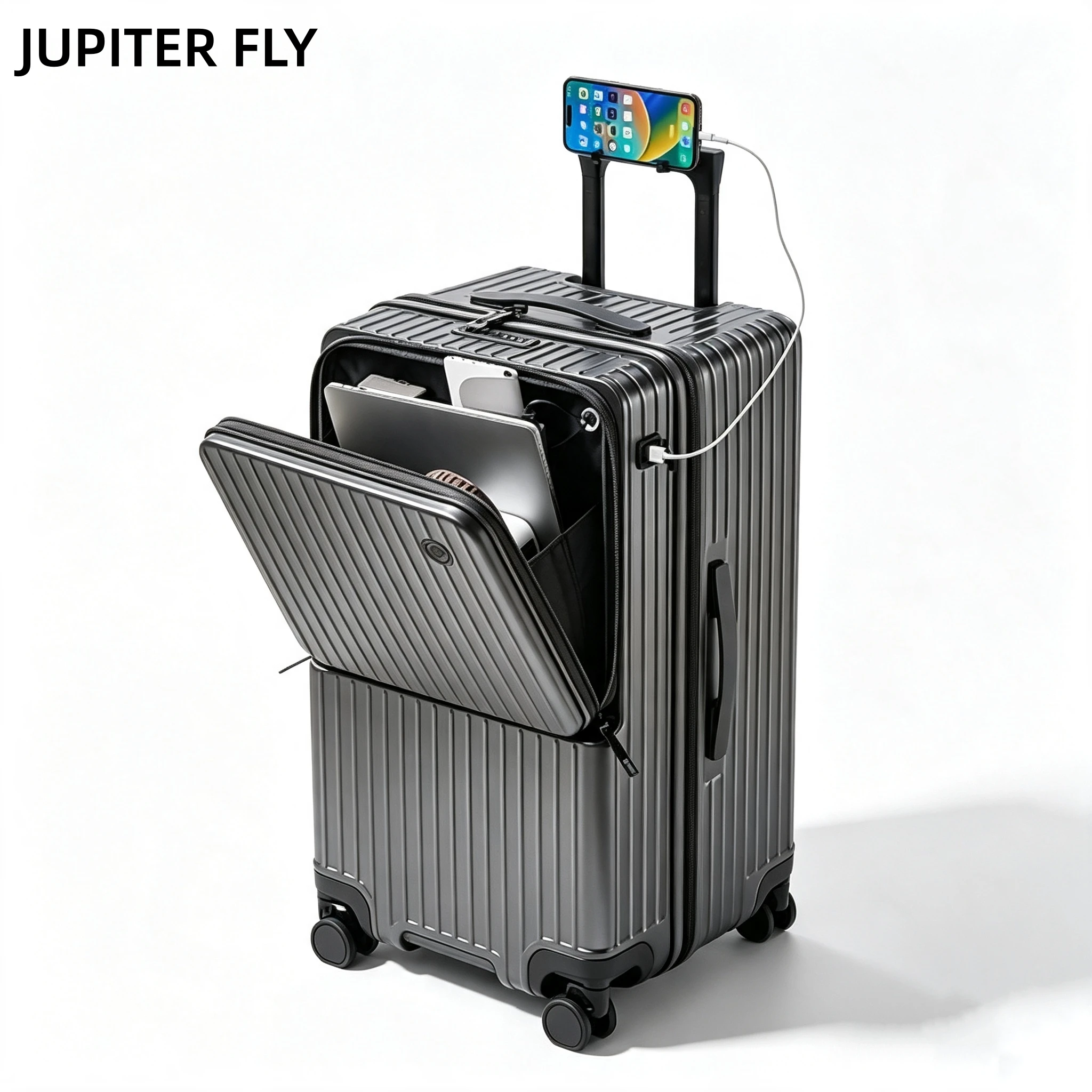 Front Opening Suitcase TSA Lock PC Material Hard Shell 20in Carry-on Boarding Rolling Luggage Travel Case 24/28in Large Capacity