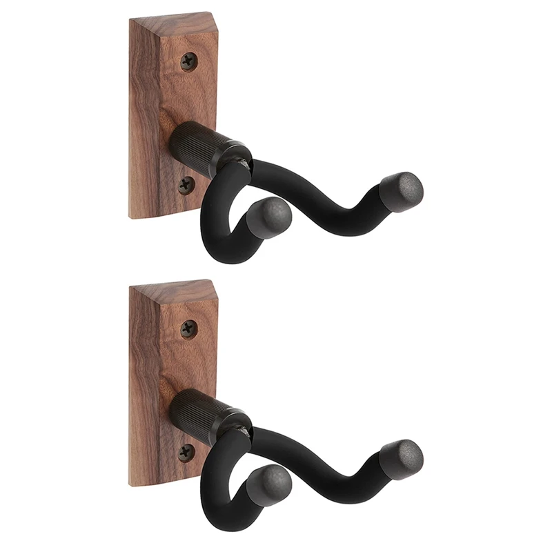 Wall Mount Guitar Hangers, ganchos suporte, suportes para guitarras acústicas e elétricas, preto fácil de instalar, 2pcs