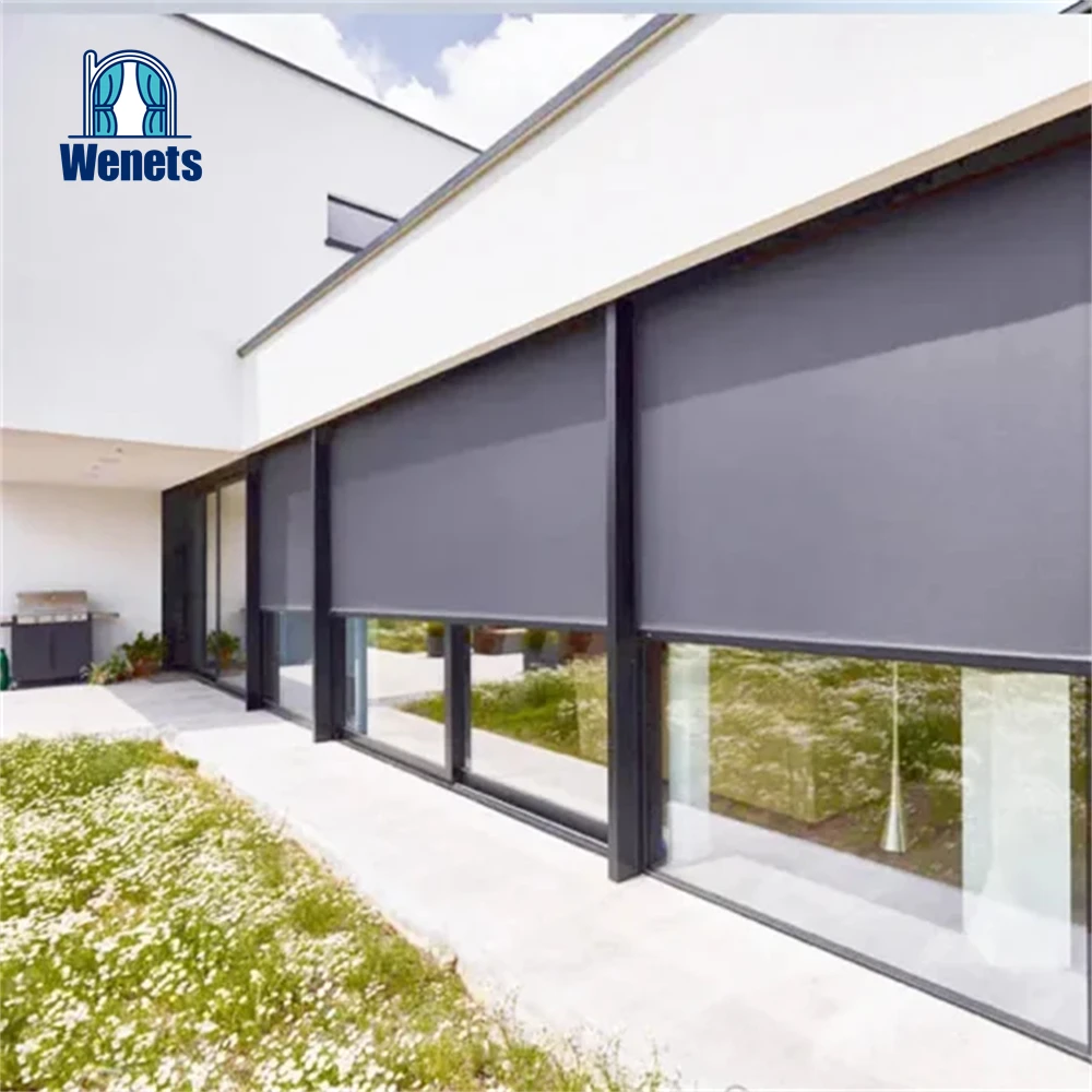 Windproof Motorized Privacy Shutter Outdoor Roller Blinds for Aluminum Pergola