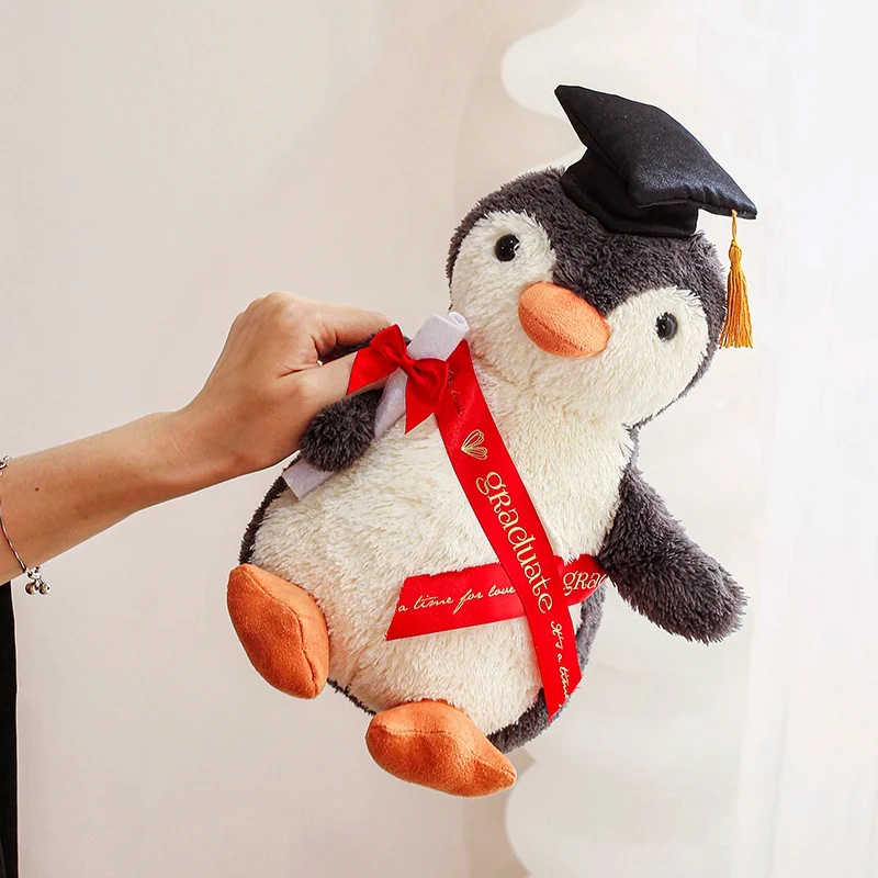 12-46 cm Carino Laureato Dr. Pinguino Peluche Animali di Peluche Del Fumetto Pinguino Peluche Bambole Regali di Laurea per le Ragazze HomeDecor