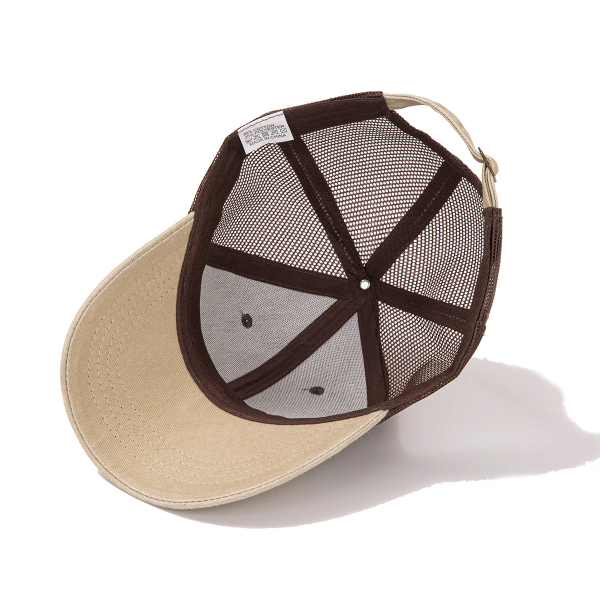 Custom Logo Print New Washed Hard Top Mesh Cap Summer Pure Cotton Retro Color Matching Mesh Baseball Cap Denim Sunscreen Cap