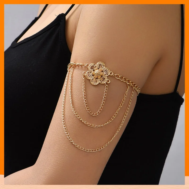 Fashion Jewelry Trendy Creative Multi-Layer Flower Arm Chain Niche Body Chain For Women Ladies Accessories