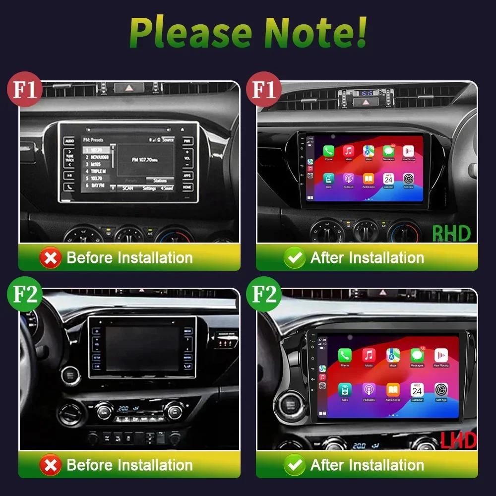 Android 13 For Toyota Hilux Pick Up AN120 2015-2020 Radio Car Multimedia Player Navigation Screen WIFI Carplay Stereo Head Unit