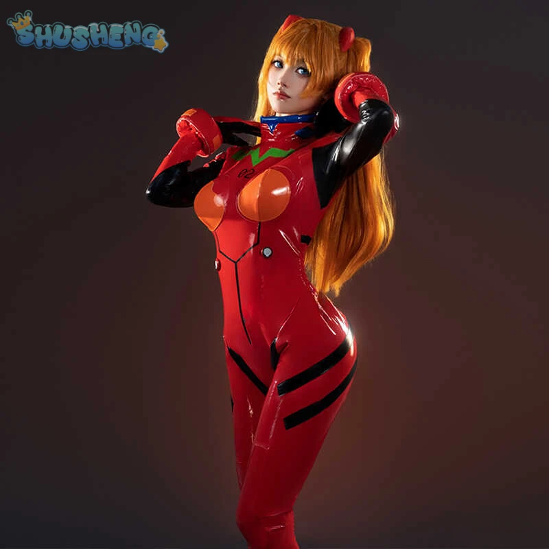 EVA Asuka Langley Soryu Cosplay Costume EVANGELION-02 Fighting Jumpsuit Halloween Outfit Women Party