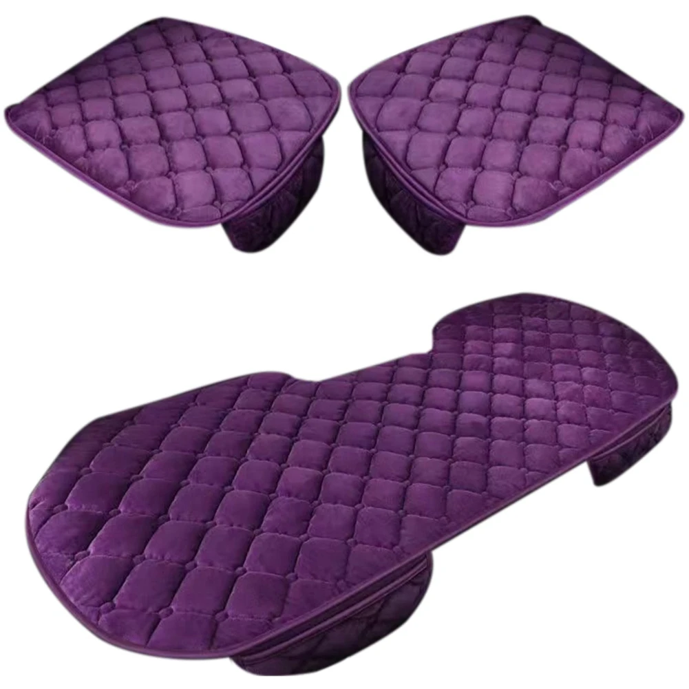 

3PCS Winter Warm Car Cushion Cover Soft Seats Anti-Slip Protector Auto Interior Short Plush Cotton