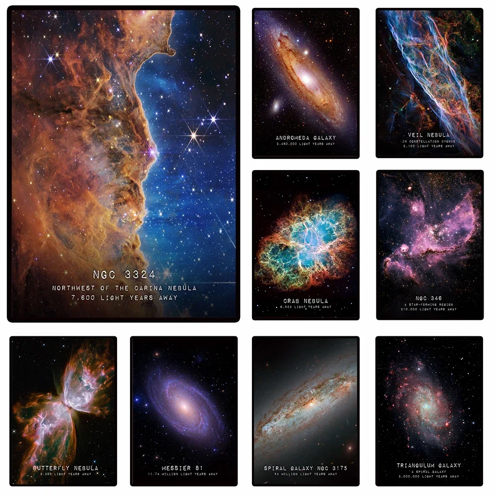 Galaxy Nebula Canvas Prints - Astronomical Star Wall Art for Living Room, Aisle Decor, Dazzling Space Poster Pictures