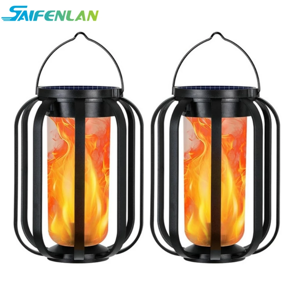 1-2-個ソーラーランタン屋外ライトアップグレードされたちらつき炎ライト装飾吊り下げランプ庭パティオパスツリーガーデン用