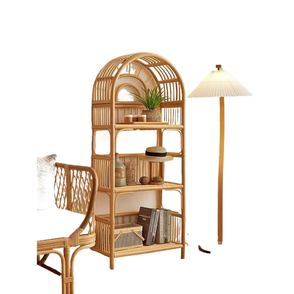 

Rattan shelves Floor-to-ceiling bookshelves Multi-layer storage racks Living room home Japanese display racks Display racks