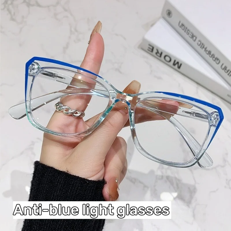 

Fashionable Clear-Frame Plain Glasses Women's INS Style High-Definition Blue Light Blocking Eyewear Eye Protection Glasses